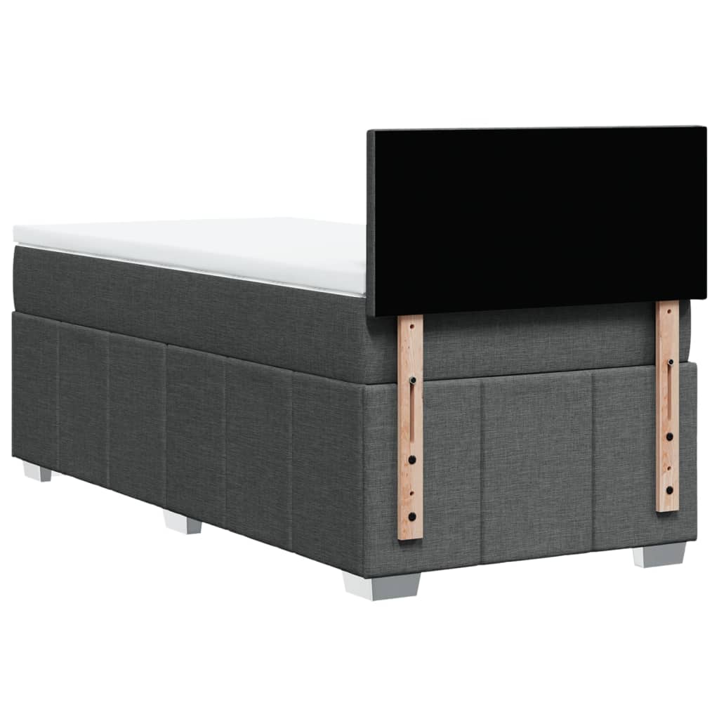 vidaXL Κρεβάτι Boxspring με Στρώμα Σκούρο Γκρι 90x190 εκ. Υφασμάτινο