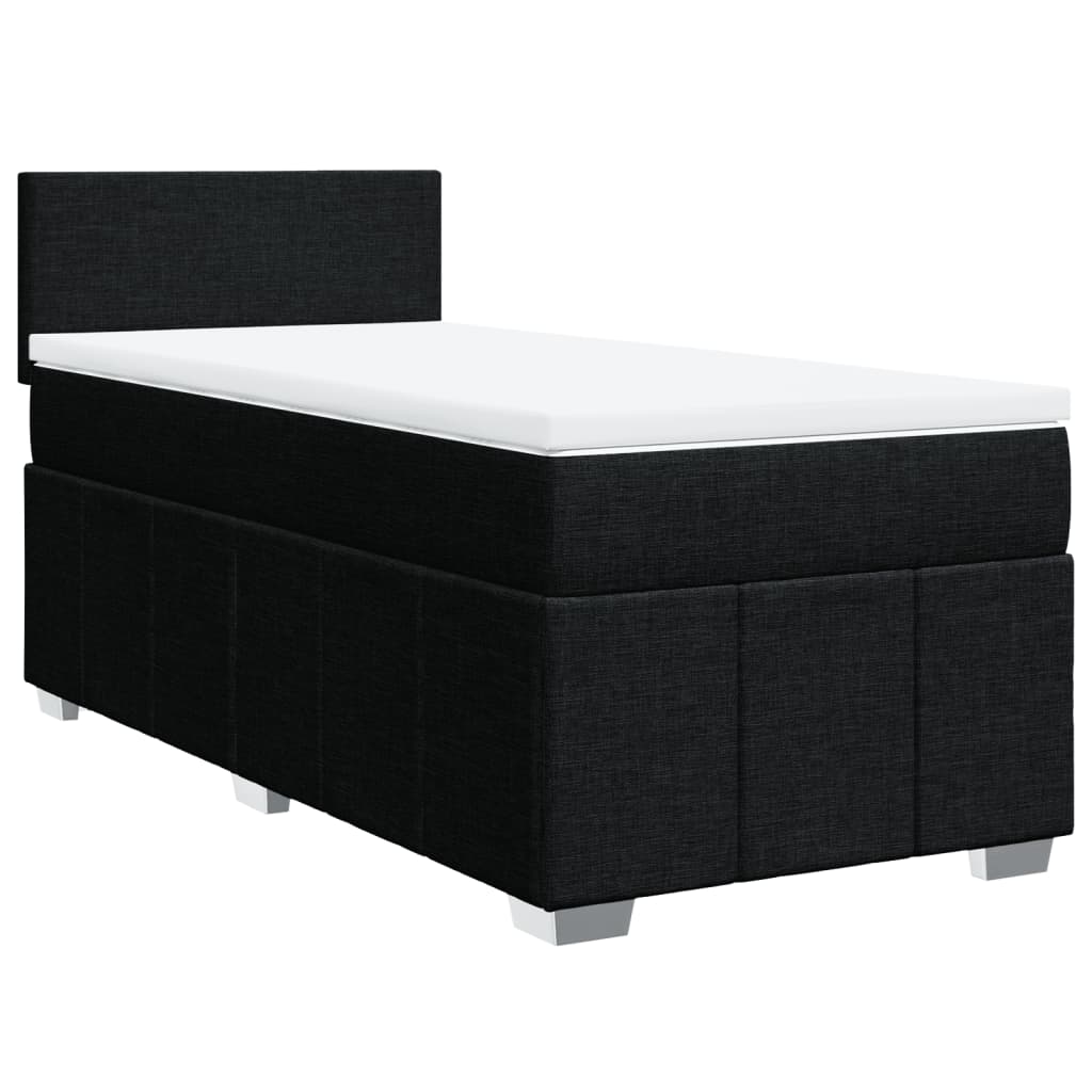 vidaXL Κρεβάτι Boxspring με Στρώμα Μαύρο 90x190 εκ.Υφασμάτινο