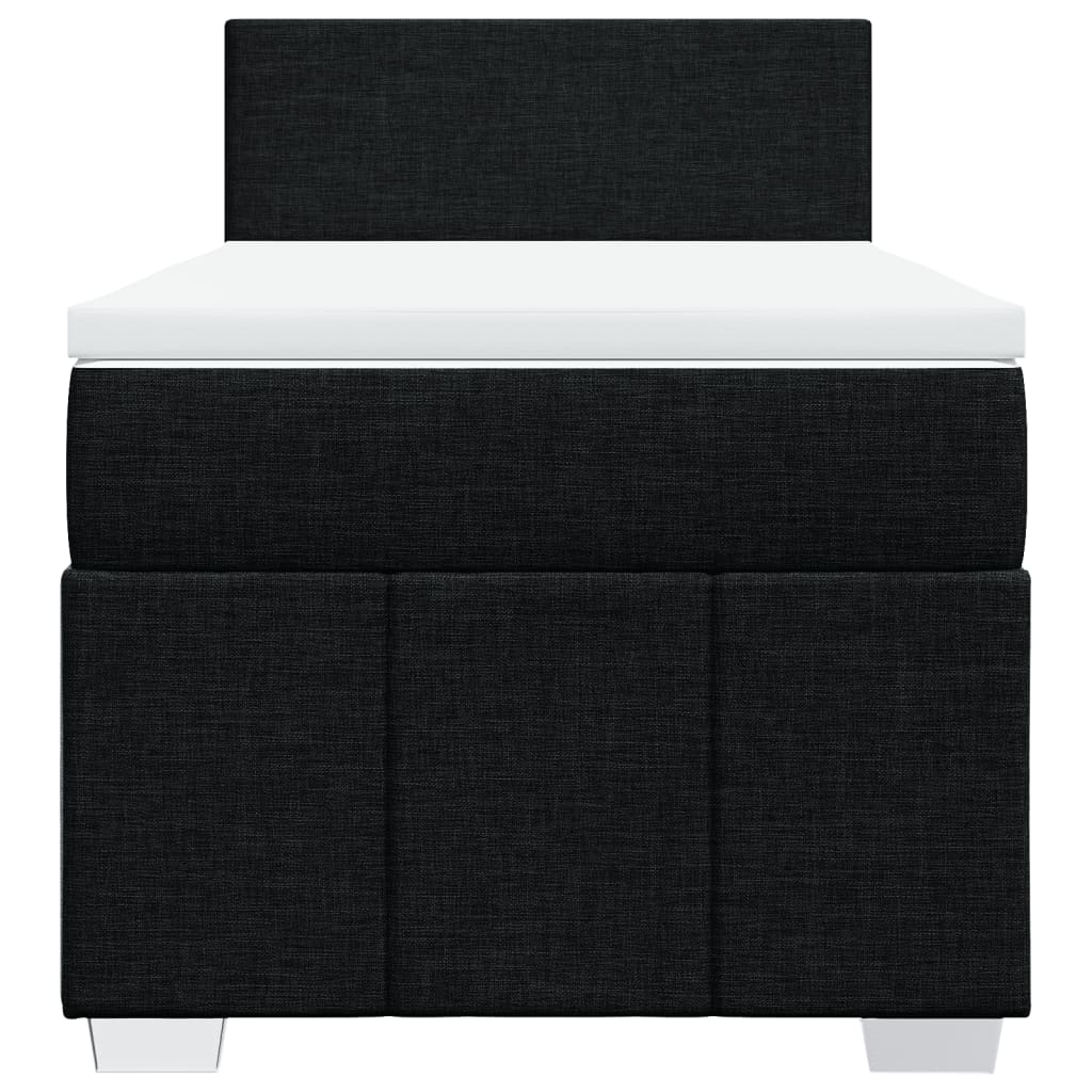 vidaXL Κρεβάτι Boxspring με Στρώμα Μαύρο 90x190 εκ.Υφασμάτινο