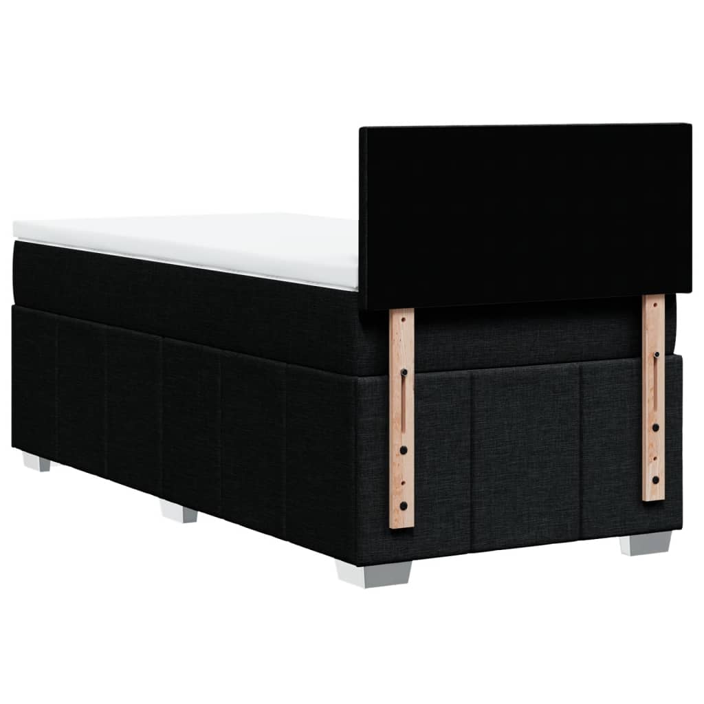 vidaXL Κρεβάτι Boxspring με Στρώμα Μαύρο 90x190 εκ.Υφασμάτινο