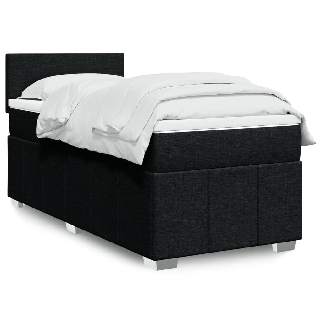 vidaXL Κρεβάτι Boxspring με Στρώμα Μαύρο 90x190 εκ.Υφασμάτινο