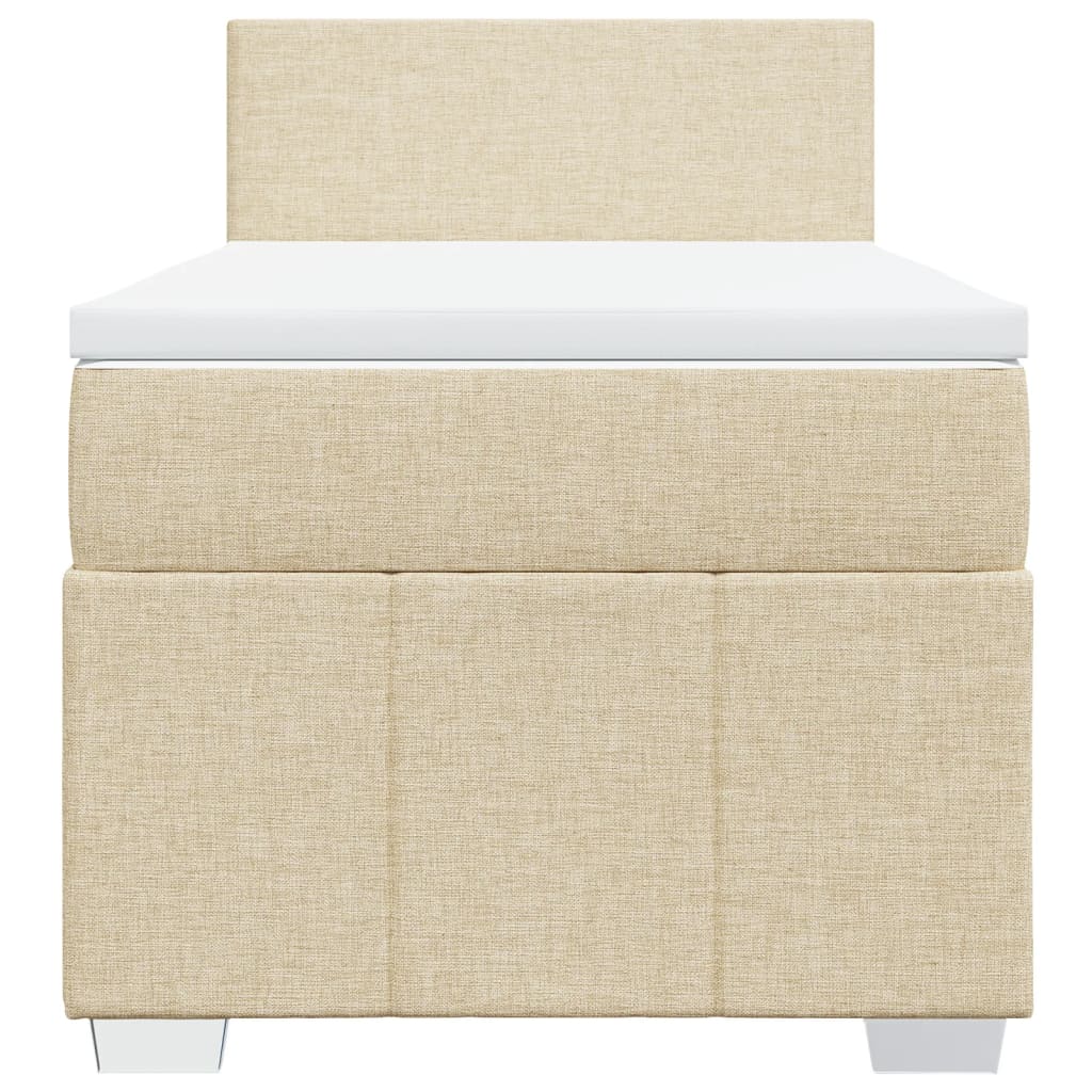 vidaXL Κρεβάτι Boxspring με Στρώμα Κρεμ 90x190 εκ.Υφασμάτινο