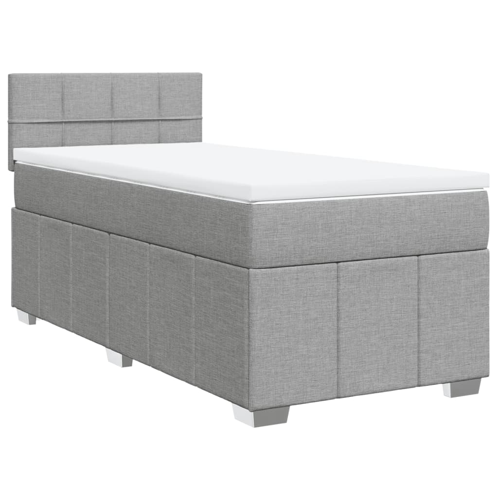 vidaXL Κρεβάτι Boxspring με Στρώμα Ανοιχτό Γκρι 90x190 εκ. Υφασμάτινο