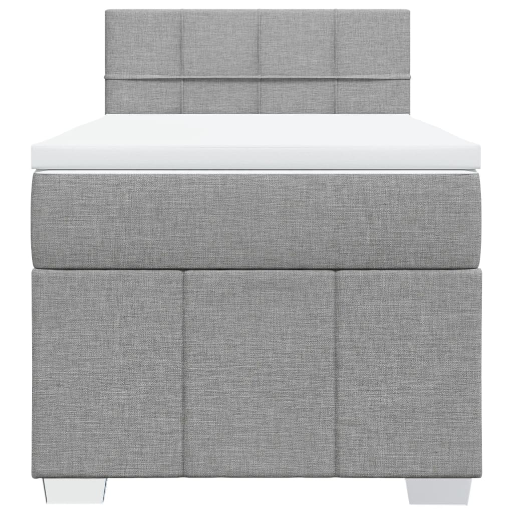 vidaXL Κρεβάτι Boxspring με Στρώμα Ανοιχτό Γκρι 90x190 εκ. Υφασμάτινο