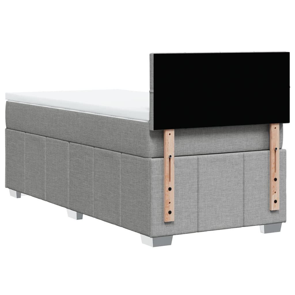 vidaXL Κρεβάτι Boxspring με Στρώμα Ανοιχτό Γκρι 90x190 εκ. Υφασμάτινο
