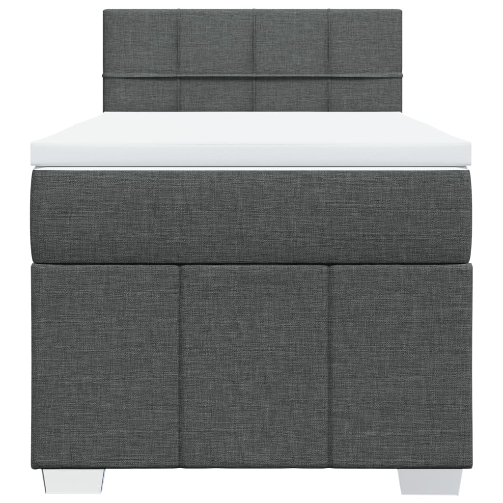 vidaXL Κρεβάτι Boxspring με Στρώμα Σκούρο Γκρι 90x190 εκ. Υφασμάτινο