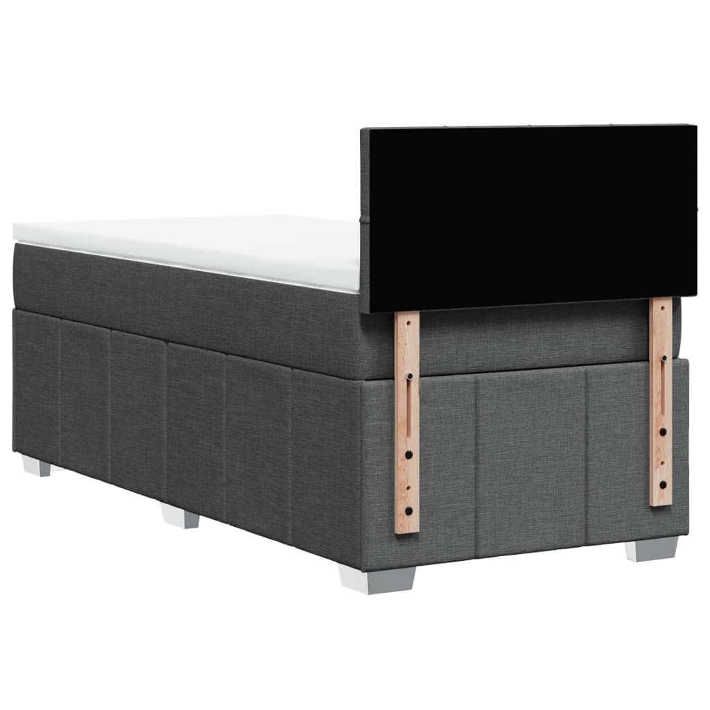 vidaXL Κρεβάτι Boxspring με Στρώμα Σκούρο Γκρι 90x190 εκ. Υφασμάτινο