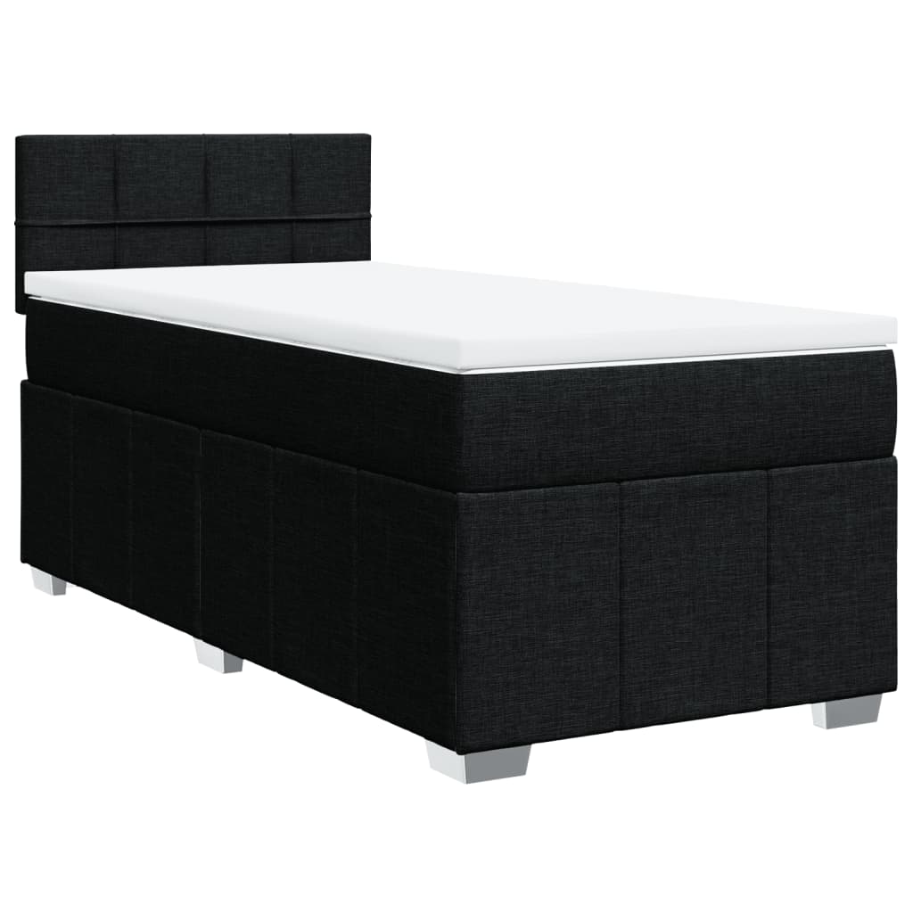vidaXL Κρεβάτι Boxspring με Στρώμα Μαύρο 90x190 εκ.Υφασμάτινο