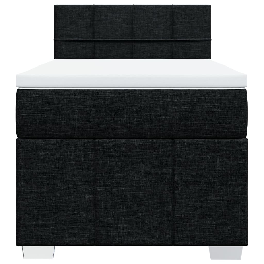 vidaXL Κρεβάτι Boxspring με Στρώμα Μαύρο 90x190 εκ.Υφασμάτινο