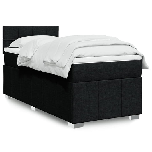vidaXL Κρεβάτι Boxspring με Στρώμα Μαύρο 90x190 εκ.Υφασμάτινο