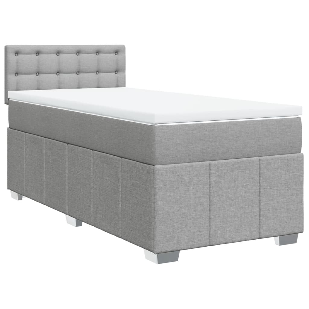 vidaXL Κρεβάτι Boxspring με Στρώμα Ανοιχτό Γκρι 90x190 εκ. Υφασμάτινο