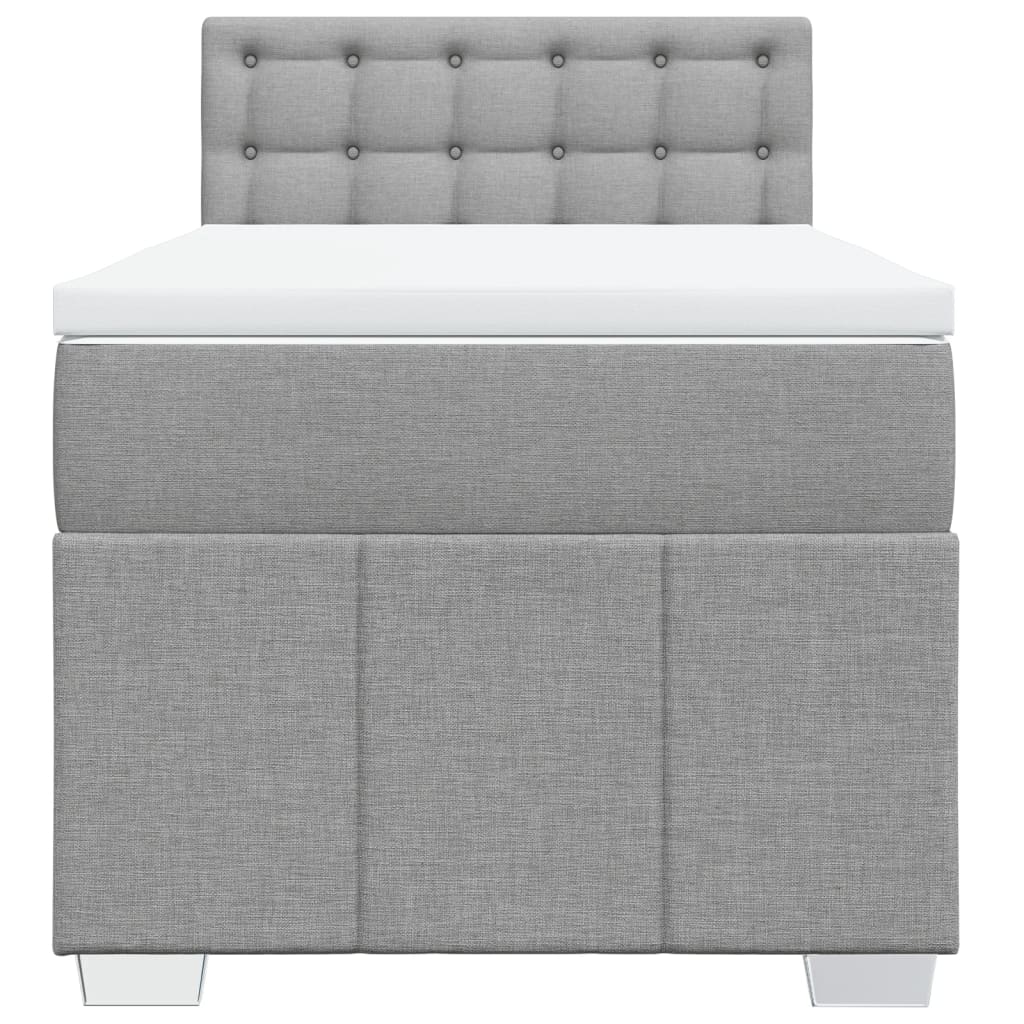 vidaXL Κρεβάτι Boxspring με Στρώμα Ανοιχτό Γκρι 90x190 εκ. Υφασμάτινο