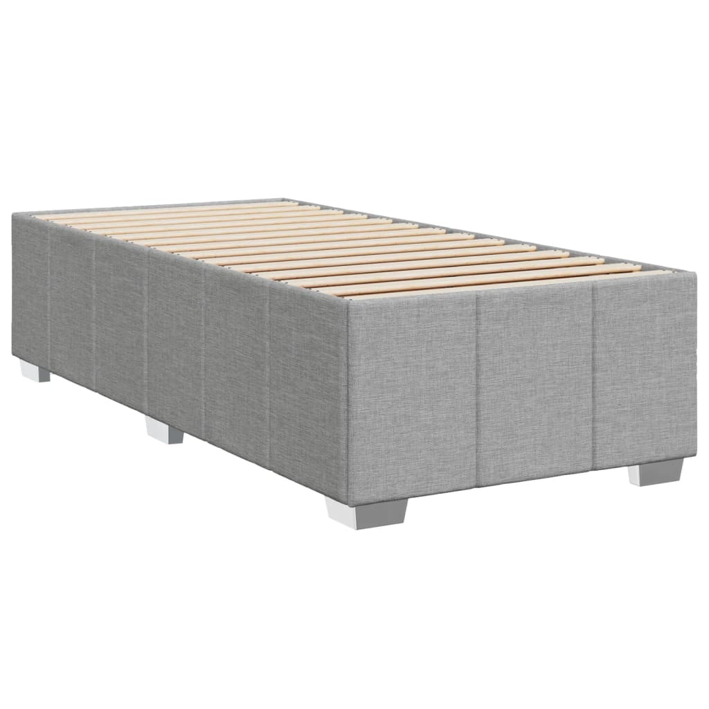 vidaXL Κρεβάτι Boxspring με Στρώμα Ανοιχτό Γκρι 90x190 εκ. Υφασμάτινο
