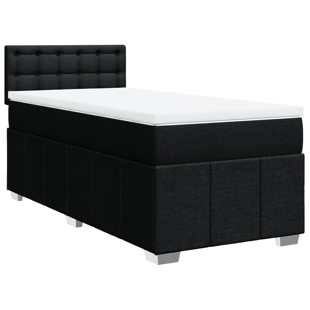 vidaXL Κρεβάτι Boxspring με Στρώμα Μαύρο 90x190 εκ.Υφασμάτινο