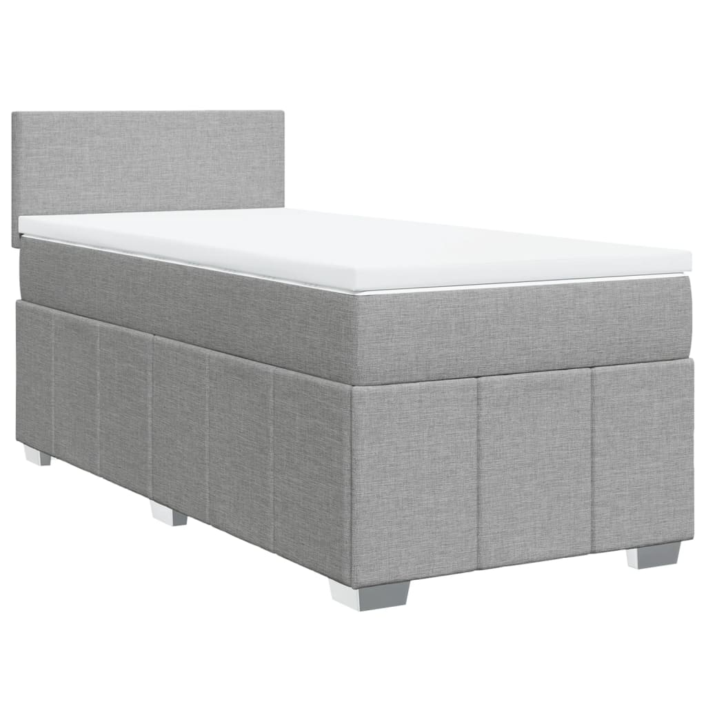 vidaXL Κρεβάτι Boxspring με Στρώμα Ανοιχτό Γκρι 90x200 εκ. Υφασμάτινο