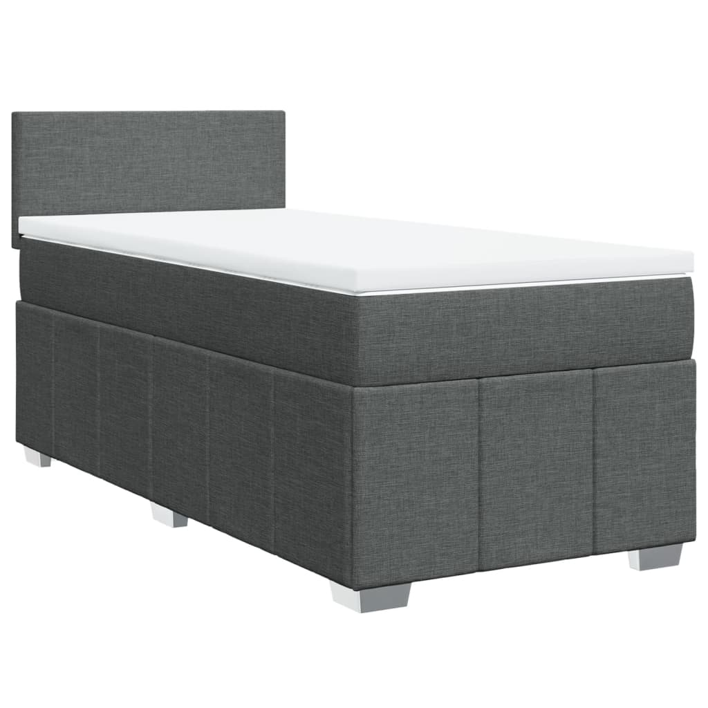 vidaXL Κρεβάτι Boxspring με Στρώμα Σκούρο Γκρι 90x200 εκ. Υφασμάτινο