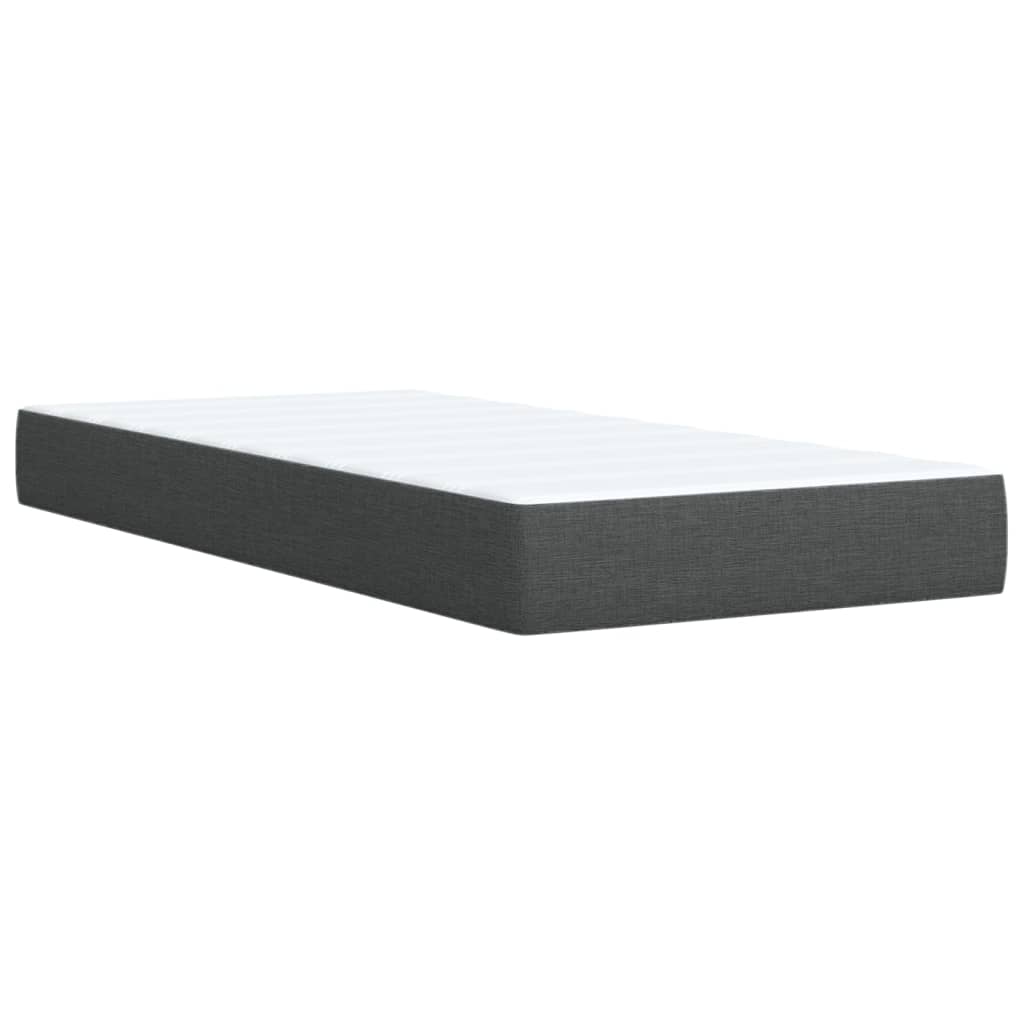 vidaXL Κρεβάτι Boxspring με Στρώμα Σκούρο Γκρι 90x200 εκ. Υφασμάτινο