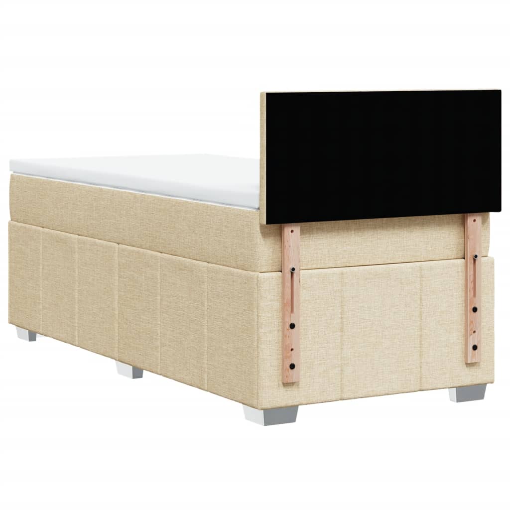 vidaXL Κρεβάτι Boxspring με Στρώμα Κρεμ 90x200 εκ.Υφασμάτινο