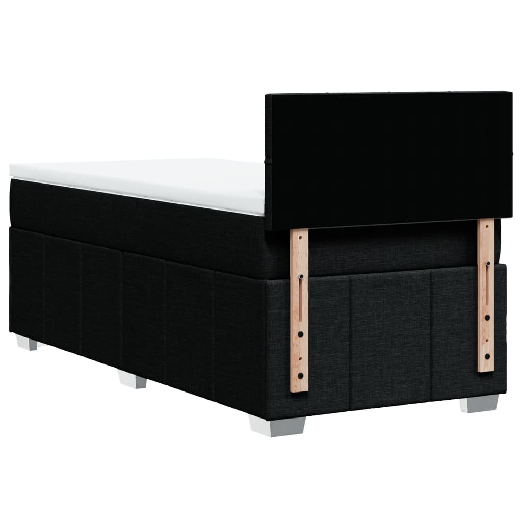 vidaXL Κρεβάτι Boxspring με Στρώμα Μαύρο 90x200 εκ. Υφασμάτινο