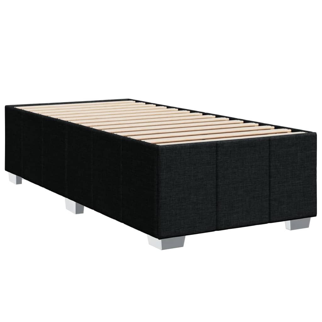 vidaXL Κρεβάτι Boxspring με Στρώμα Μαύρο 90x200 εκ. Υφασμάτινο