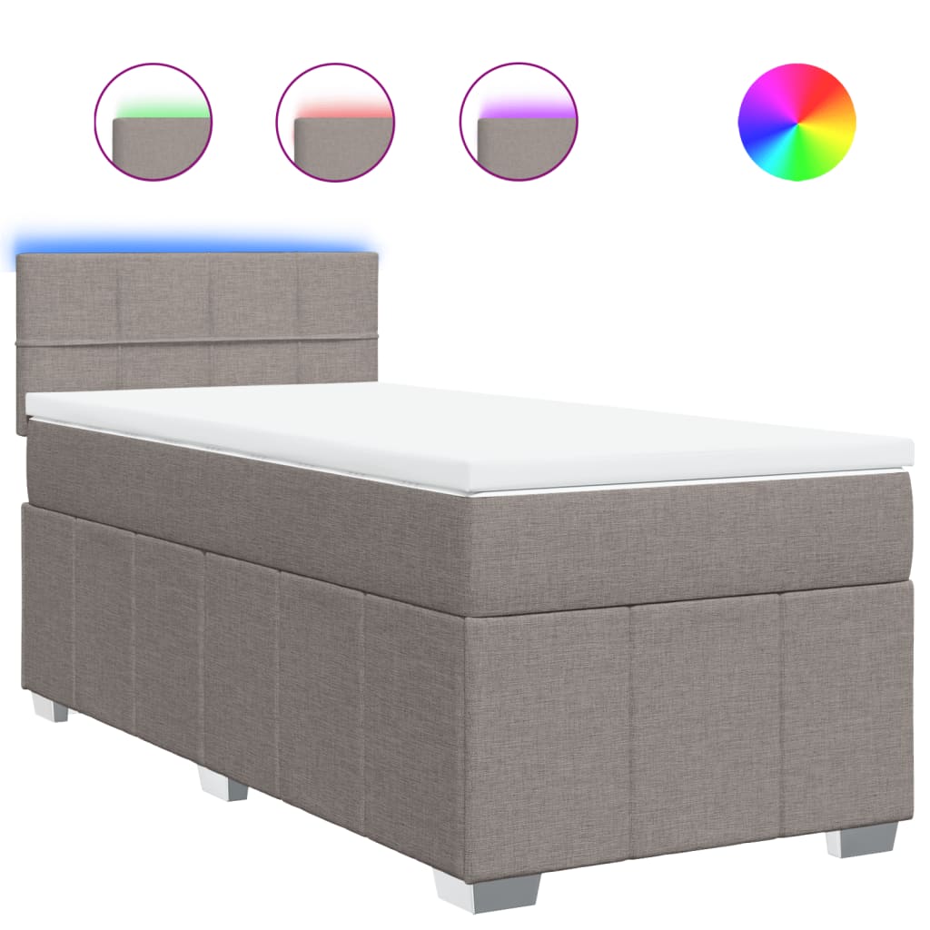 vidaXL Κρεβάτι Boxspring με Στρώμα Taupe 90x200 εκ. Υφασμάτινο