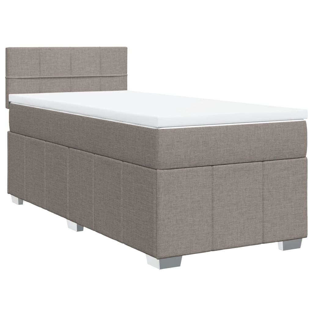 vidaXL Κρεβάτι Boxspring με Στρώμα Taupe 90x200 εκ. Υφασμάτινο