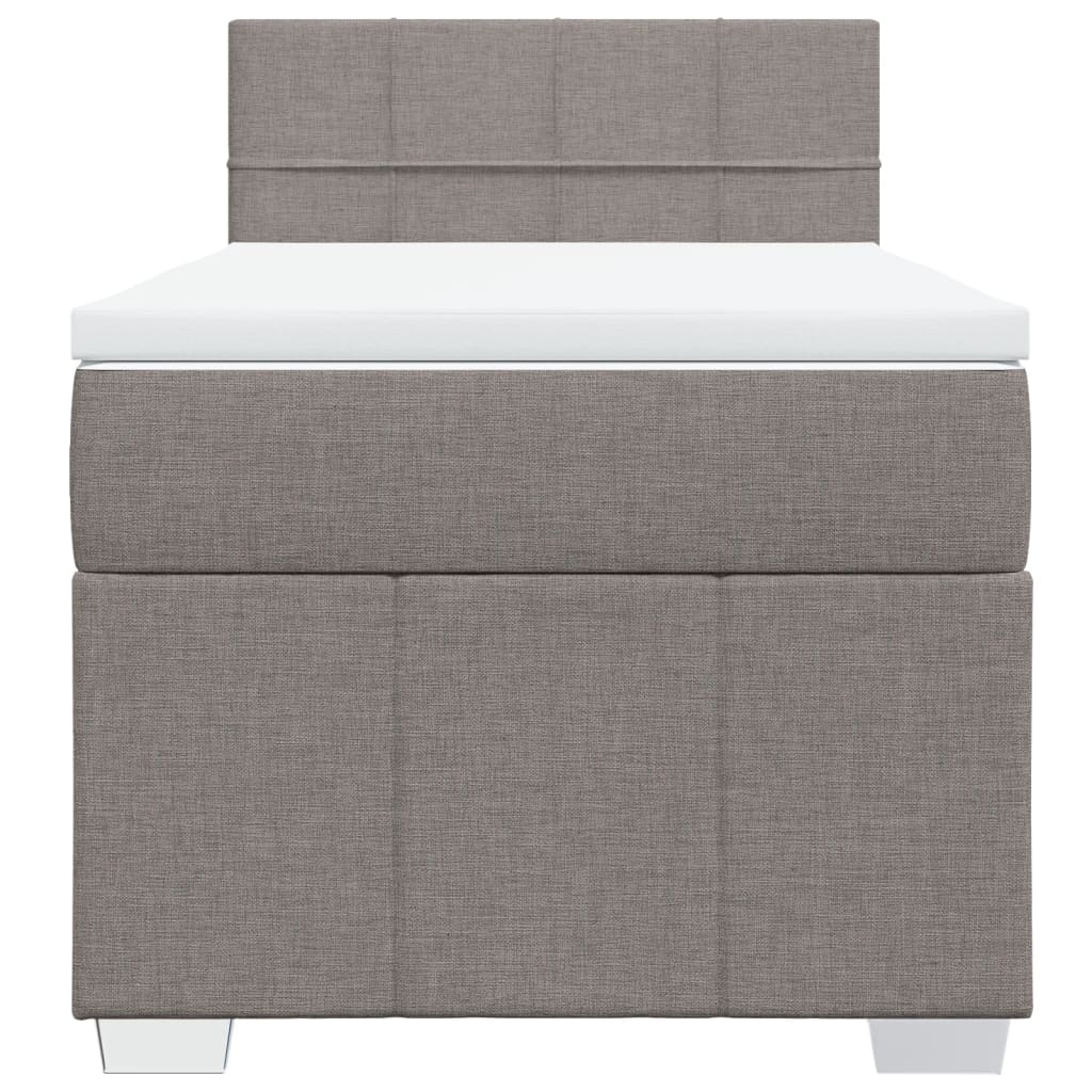 vidaXL Κρεβάτι Boxspring με Στρώμα Taupe 90x200 εκ. Υφασμάτινο