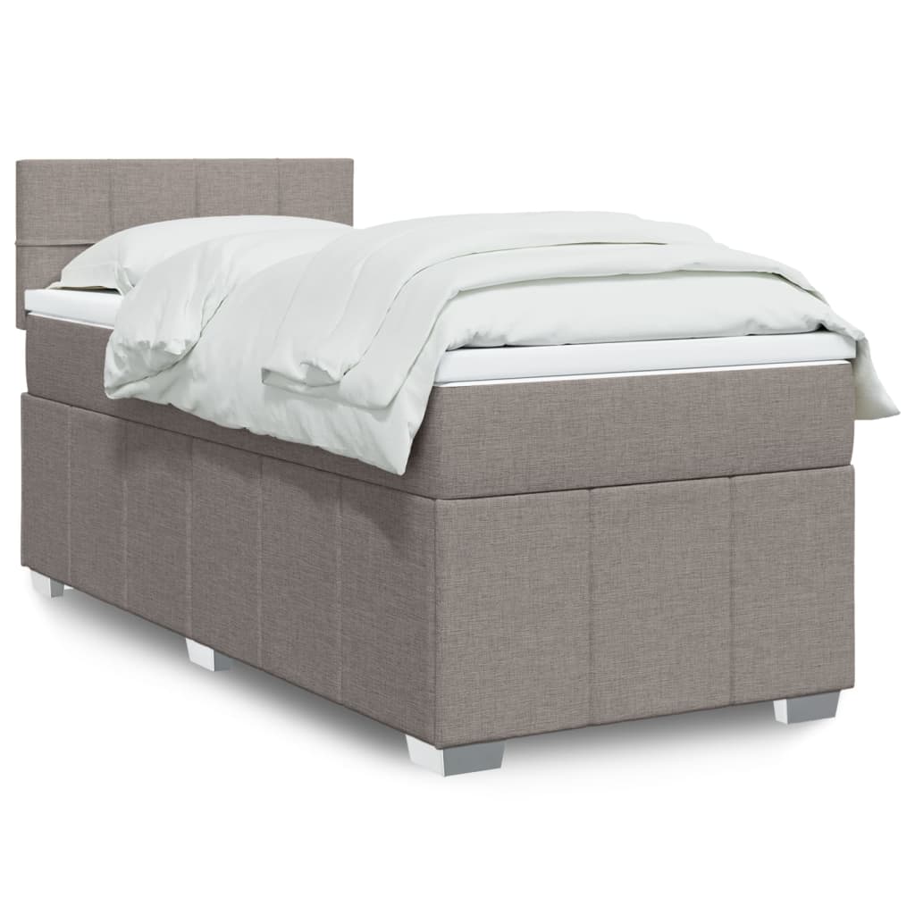 vidaXL Κρεβάτι Boxspring με Στρώμα Taupe 90x200 εκ. Υφασμάτινο