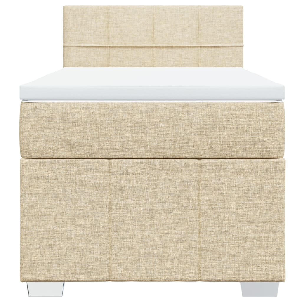 vidaXL Κρεβάτι Boxspring με Στρώμα Κρεμ 90x200 εκ.Υφασμάτινο