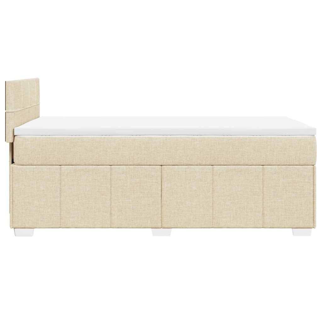 vidaXL Κρεβάτι Boxspring με Στρώμα Κρεμ 90x200 εκ.Υφασμάτινο