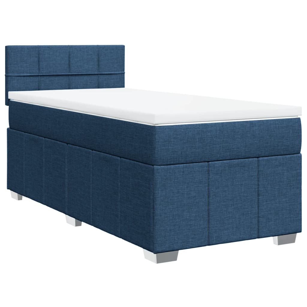 vidaXL Κρεβάτι Boxspring με Στρώμα Μπλε 90x200 εκ.Υφασμάτινο
