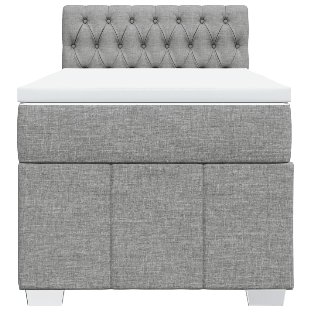 vidaXL Κρεβάτι Boxspring με Στρώμα Ανοιχτό Γκρι 90x200 εκ. Υφασμάτινο