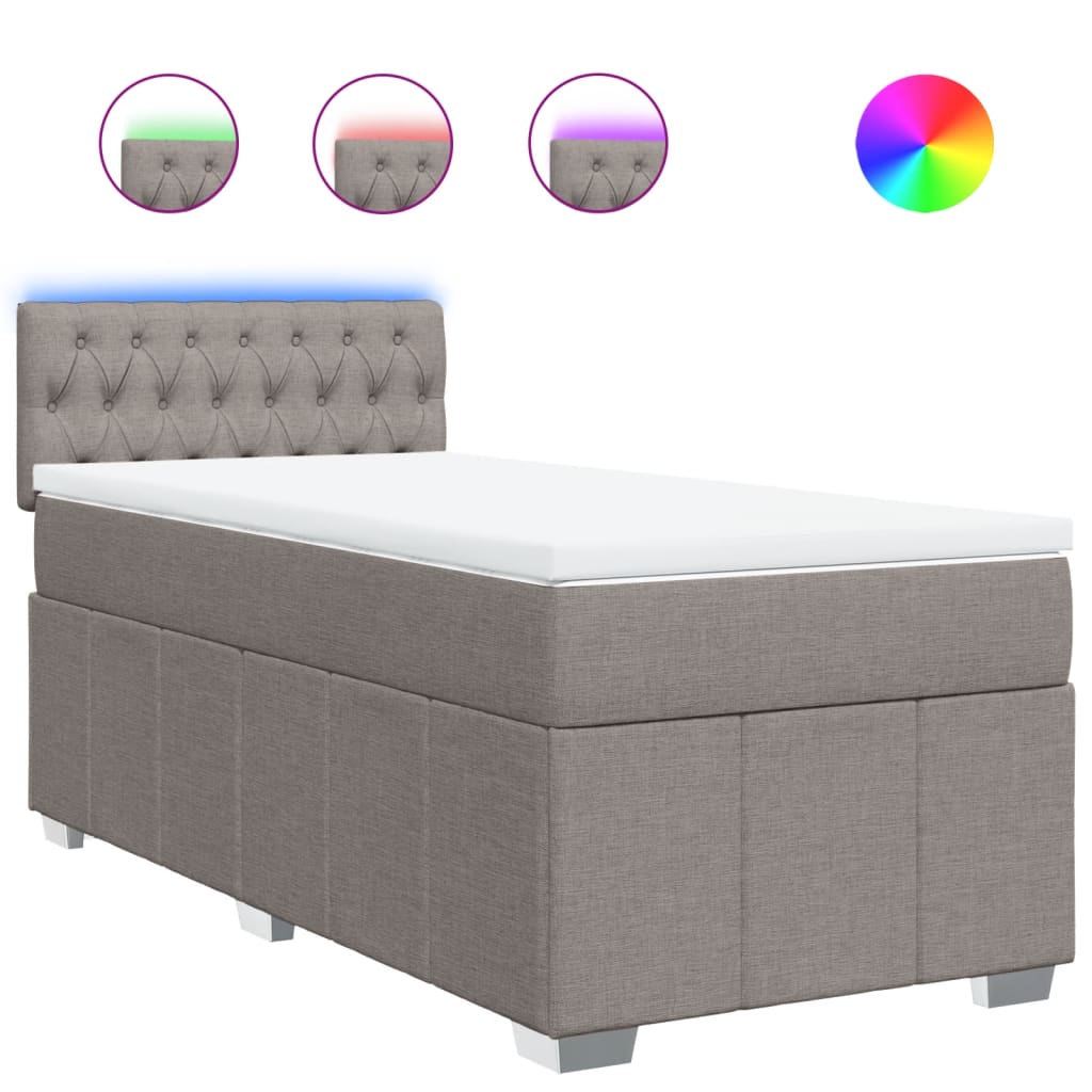 vidaXL Κρεβάτι Boxspring με Στρώμα Taupe 90x200 εκ. Υφασμάτινο