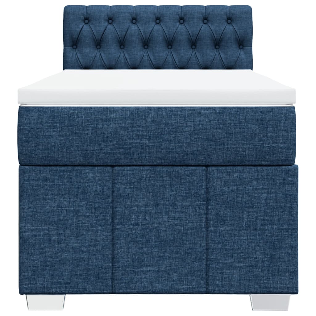 vidaXL Κρεβάτι Boxspring με Στρώμα Μπλε 90x200 εκ.Υφασμάτινο