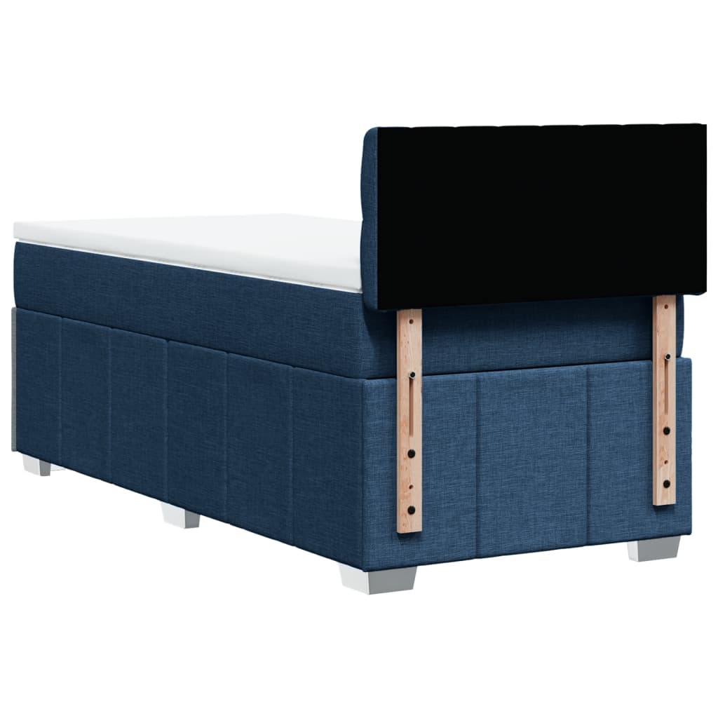 vidaXL Κρεβάτι Boxspring με Στρώμα Μπλε 90x200 εκ.Υφασμάτινο