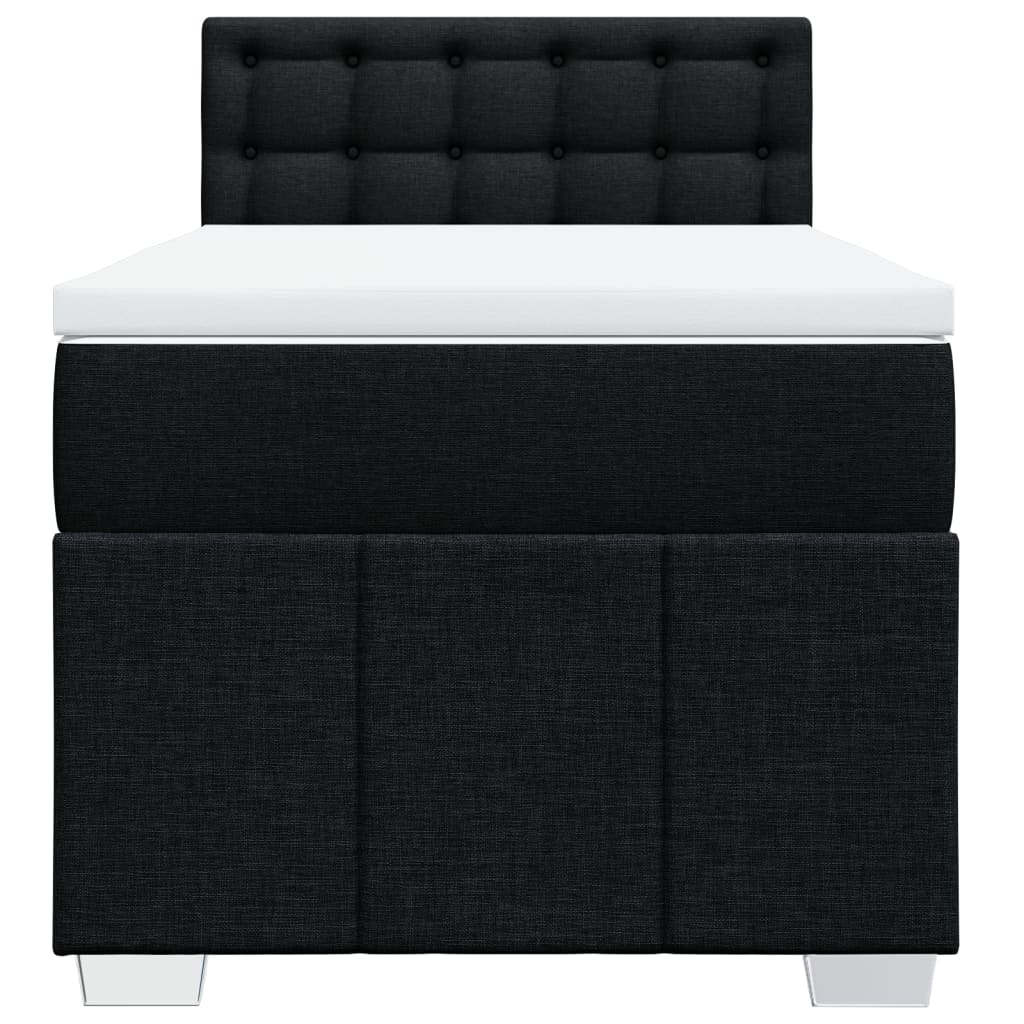 vidaXL Κρεβάτι Boxspring με Στρώμα Μαύρο 90x200 εκ. Υφασμάτινο