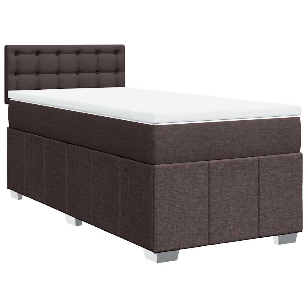vidaXL Κρεβάτι Boxspring με Στρώμα Σκούρο Καφέ 90x200 εκ. Υφασμάτινο