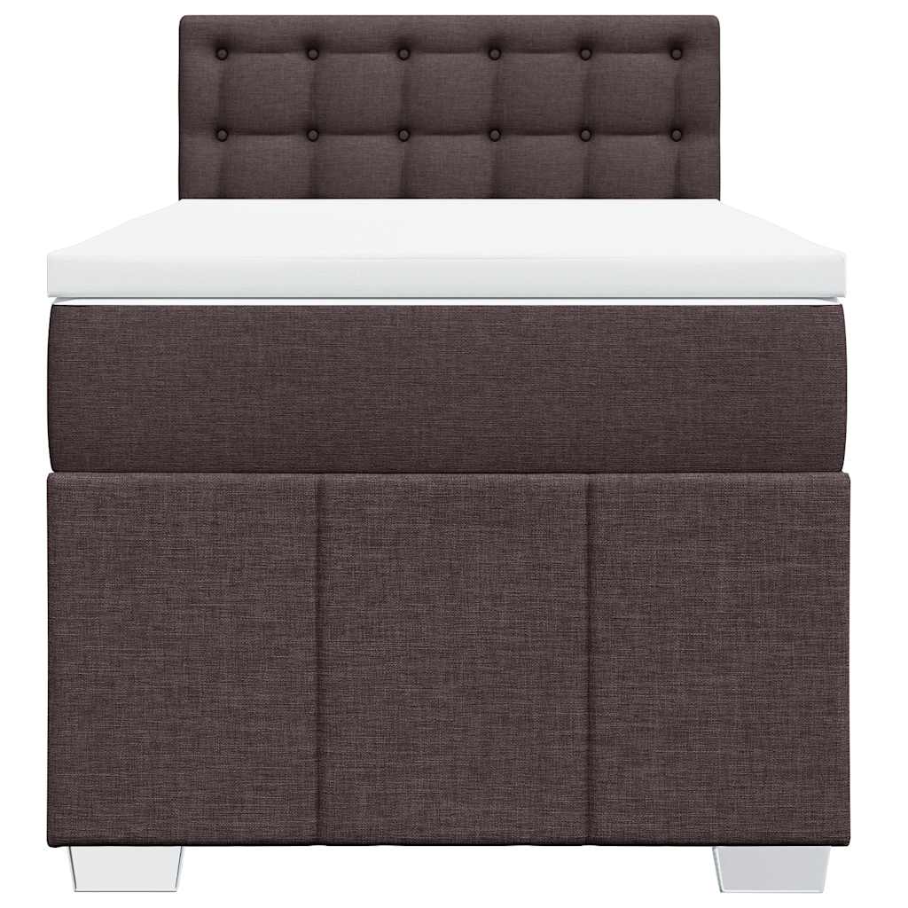 vidaXL Κρεβάτι Boxspring με Στρώμα Σκούρο Καφέ 90x200 εκ. Υφασμάτινο