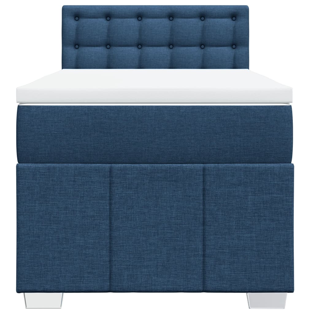 vidaXL Κρεβάτι Boxspring με Στρώμα Μπλε 90x200 εκ.Υφασμάτινο