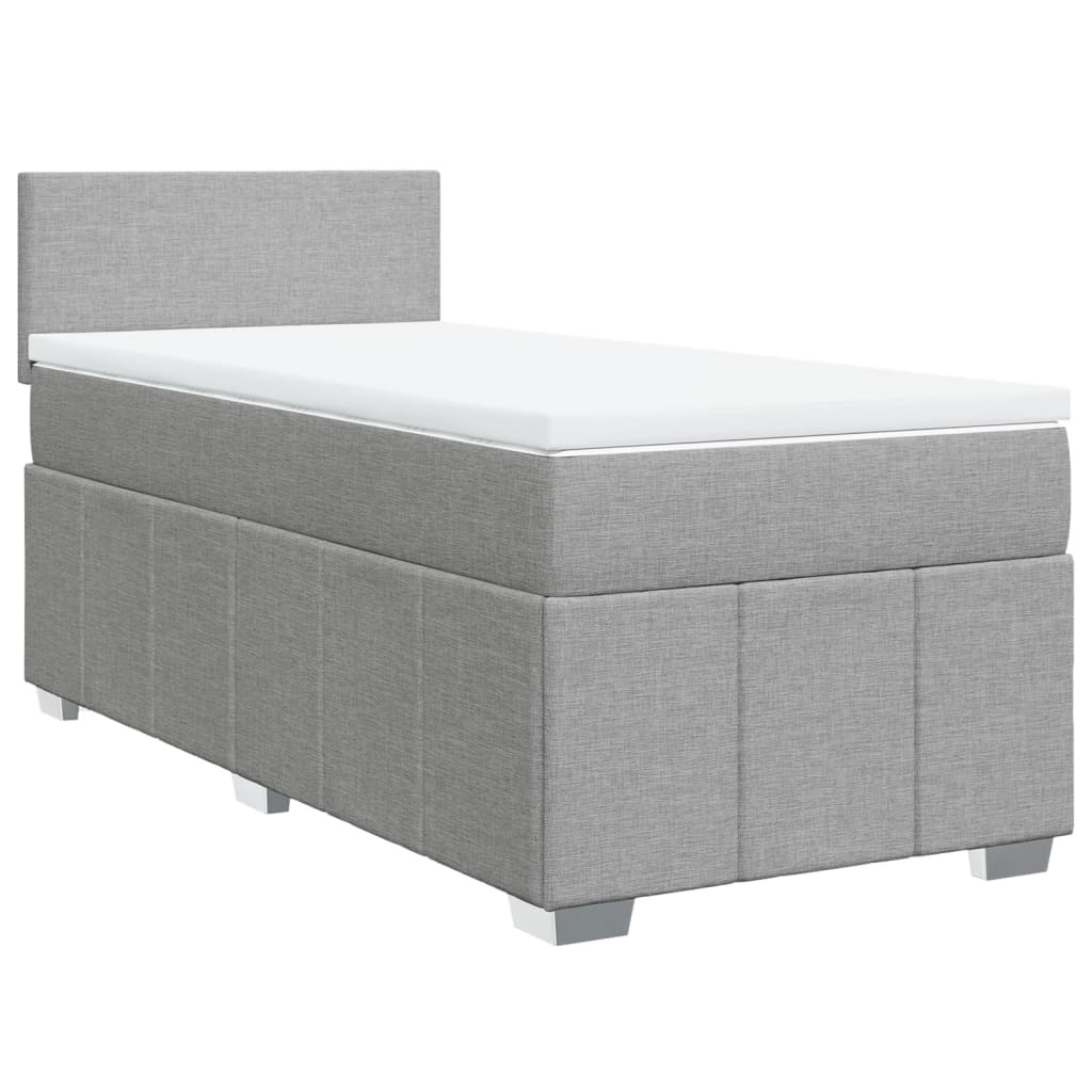 vidaXL Κρεβάτι Boxspring με Στρώμα Ανοιχτό Γκρι 100x200 εκ. Υφασμάτινο