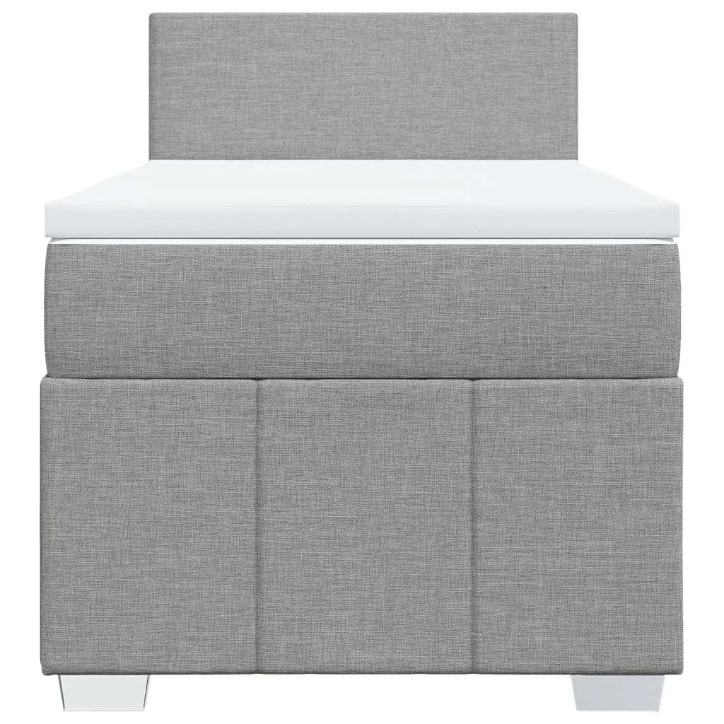 vidaXL Κρεβάτι Boxspring με Στρώμα Ανοιχτό Γκρι 100x200 εκ. Υφασμάτινο