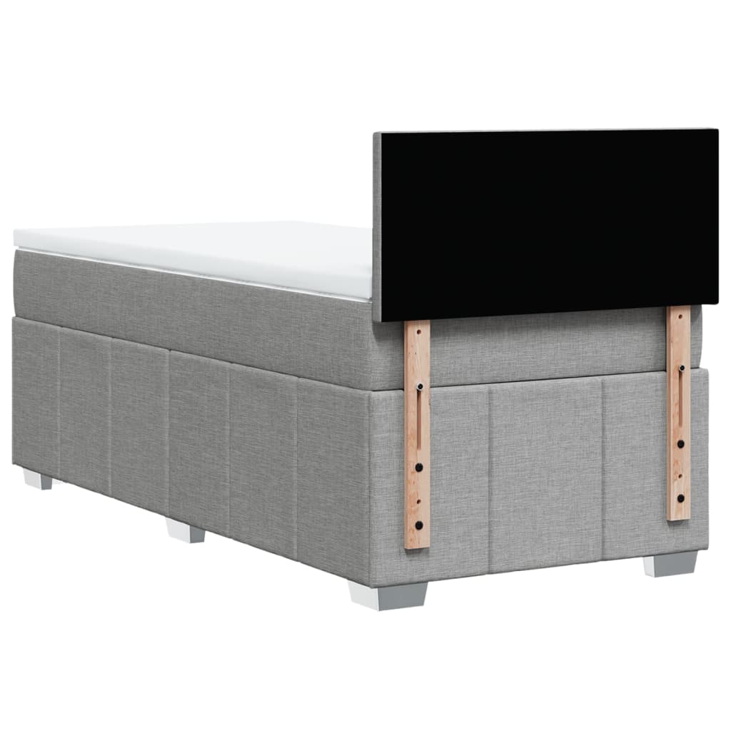 vidaXL Κρεβάτι Boxspring με Στρώμα Ανοιχτό Γκρι 100x200 εκ. Υφασμάτινο