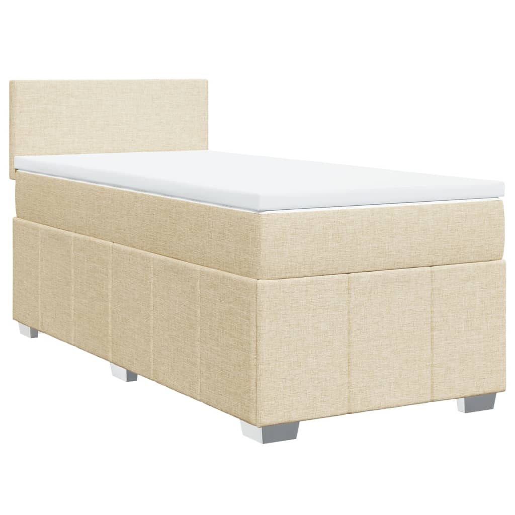 vidaXL Κρεβάτι Boxspring με Στρώμα Κρεμ 100 x 200 εκ. Υφασμάτινο