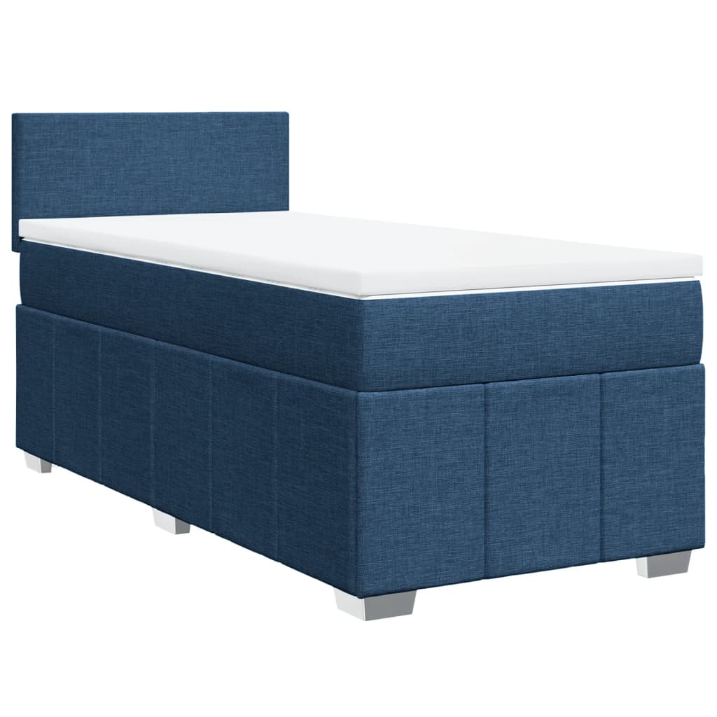 vidaXL Κρεβάτι Boxspring με Στρώμα Μπλε 100 x 200 εκ. Υφασμάτινο
