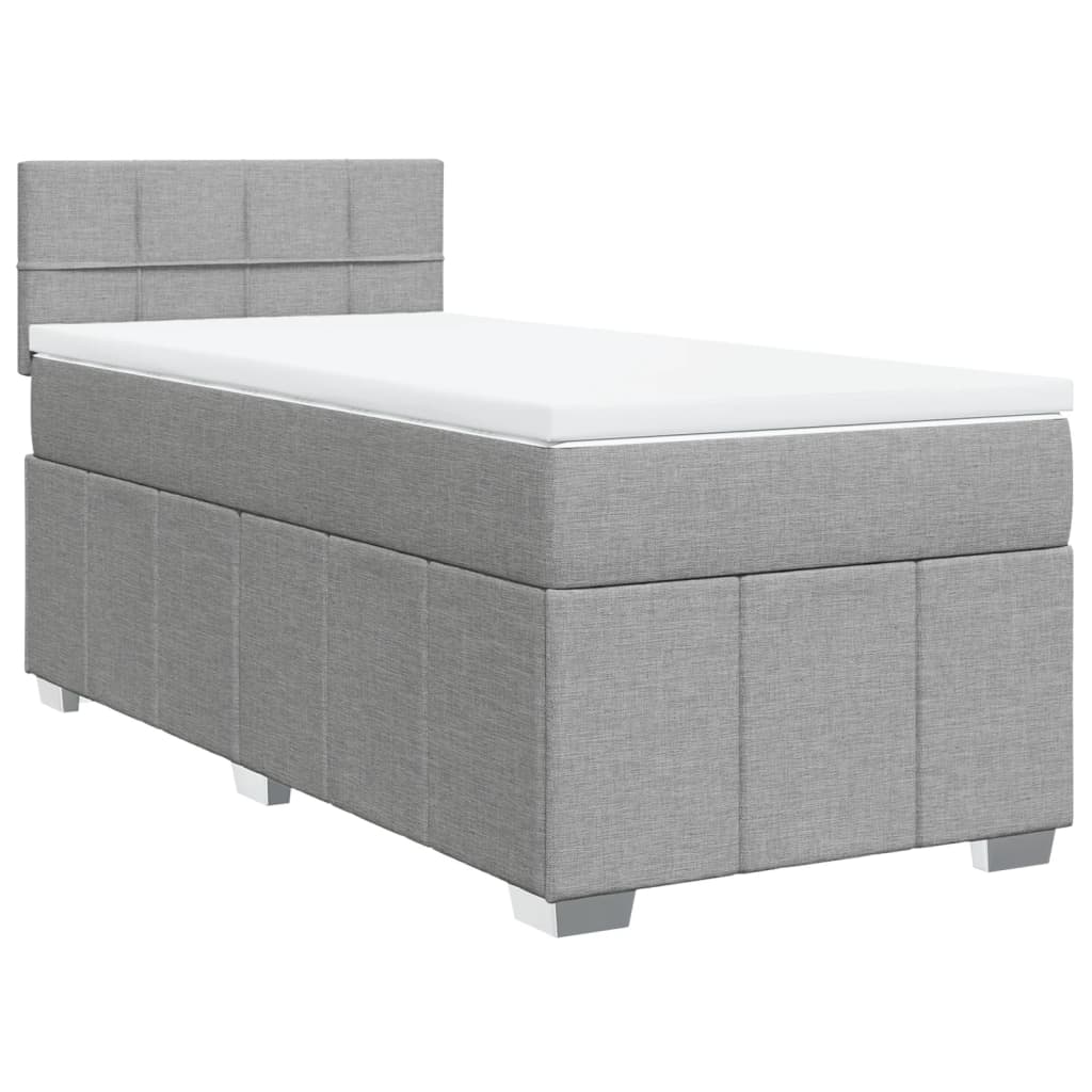vidaXL Κρεβάτι Boxspring με Στρώμα Ανοιχτό Γκρι 100x200 εκ. Υφασμάτινο