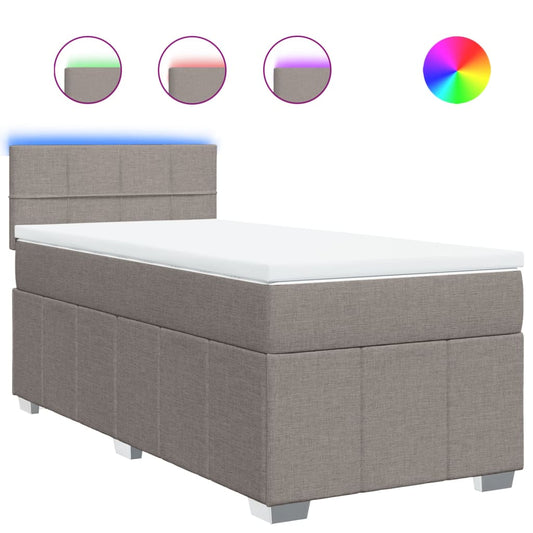 vidaXL Κρεβάτι Boxspring με Στρώμα Taupe 100 x 200 εκ. Υφασμάτινο