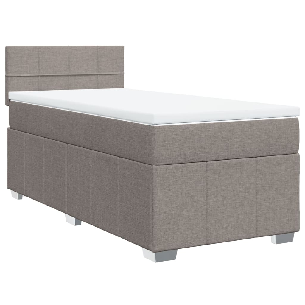 vidaXL Κρεβάτι Boxspring με Στρώμα Taupe 100 x 200 εκ. Υφασμάτινο