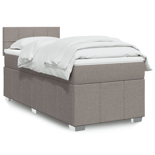 vidaXL Κρεβάτι Boxspring με Στρώμα Taupe 100 x 200 εκ. Υφασμάτινο