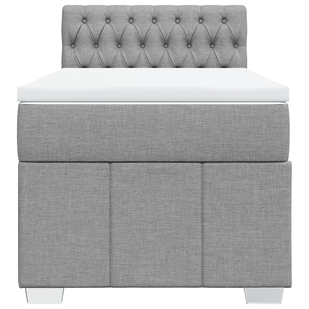 vidaXL Κρεβάτι Boxspring με Στρώμα Ανοιχτό Γκρι 100x200 εκ. Υφασμάτινο