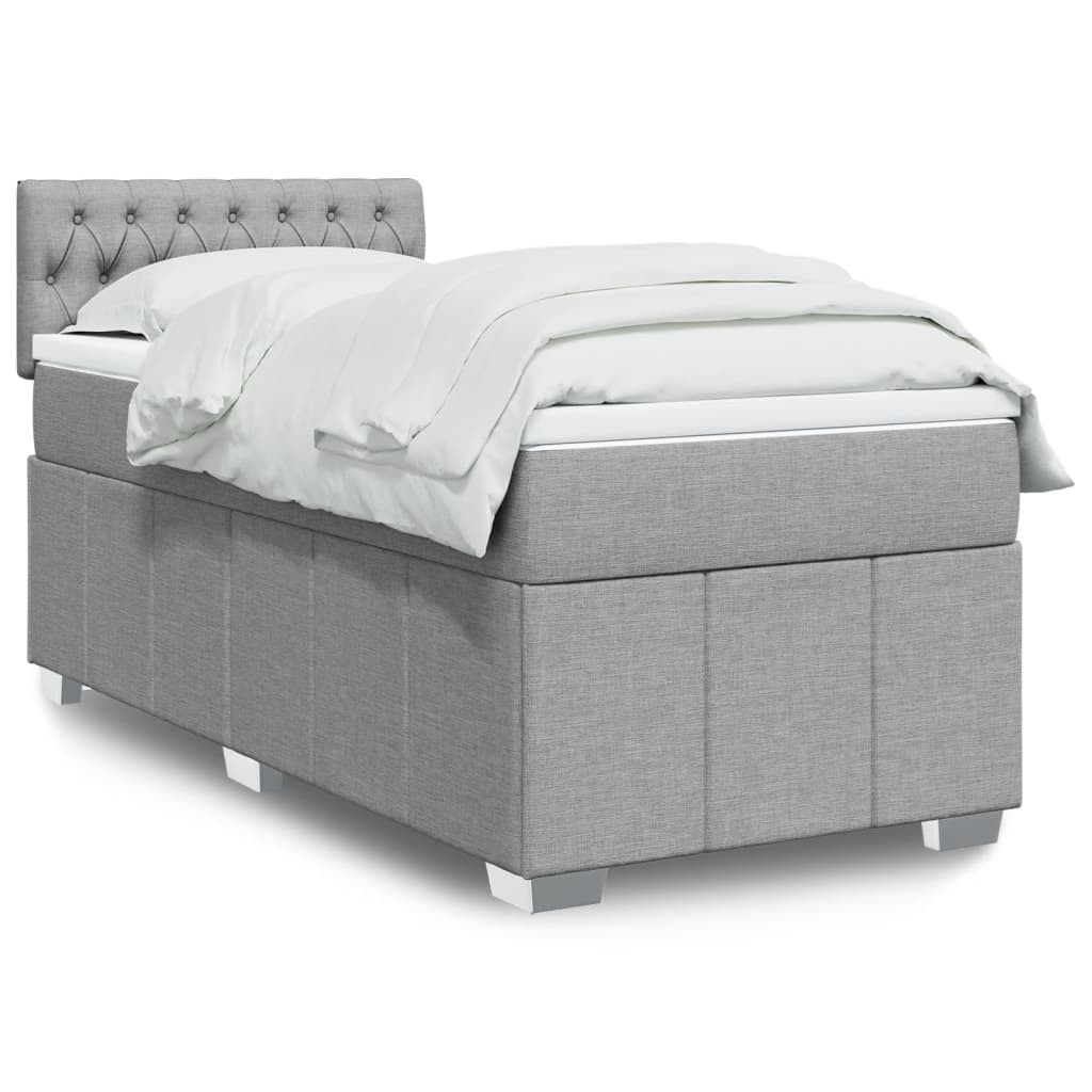 vidaXL Κρεβάτι Boxspring με Στρώμα Ανοιχτό Γκρι 100x200 εκ. Υφασμάτινο